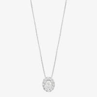 (H-I/Si2) Womens 1/2 CT. T.W. Lab Grown White Diamond Sterling Silver Oval 18 Inch Pendant Necklace