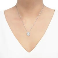 (H-I/Si2) Womens 1/2 CT. T.W. Lab Grown White Diamond Sterling Silver Oval 18 Inch Pendant Necklace