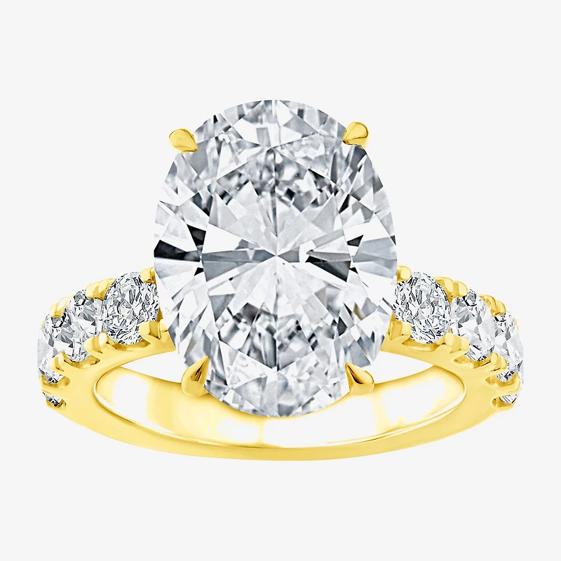 Signature By Modern Bride (F / Vs2) Womens 8 1/2 Ct. T.W. Lab Grown White Diamond 14K Gold Oval Side Stone Engagement Ring