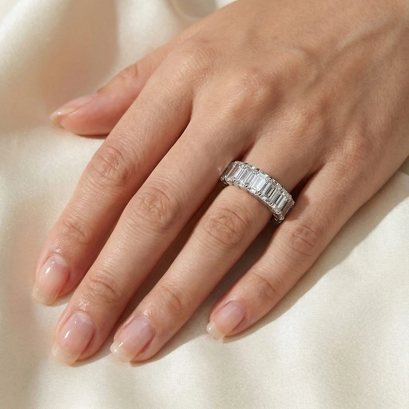(F-G /Vs1-Vs2) Unisex Adult 5MM 6 CT. T.W. Lab Grown White Diamond 14K Gold Eternity Wedding Band