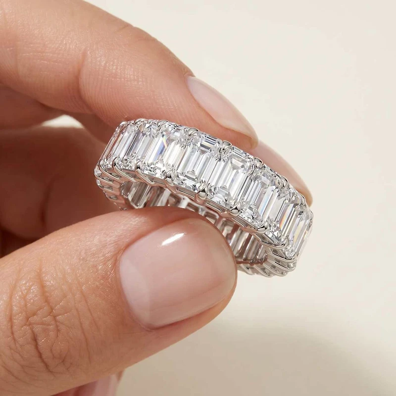(F-G /Vs1-Vs2) Unisex Adult 5MM 6 CT. T.W. Lab Grown White Diamond 14K Gold Eternity Wedding Band