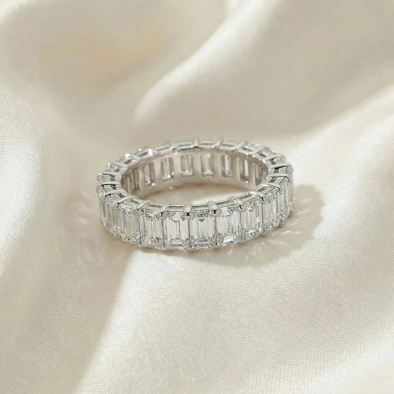 (F-G /Vs1-Vs2) Unisex Adult 5MM 6 CT. T.W. Lab Grown White Diamond 14K Gold Eternity Wedding Band