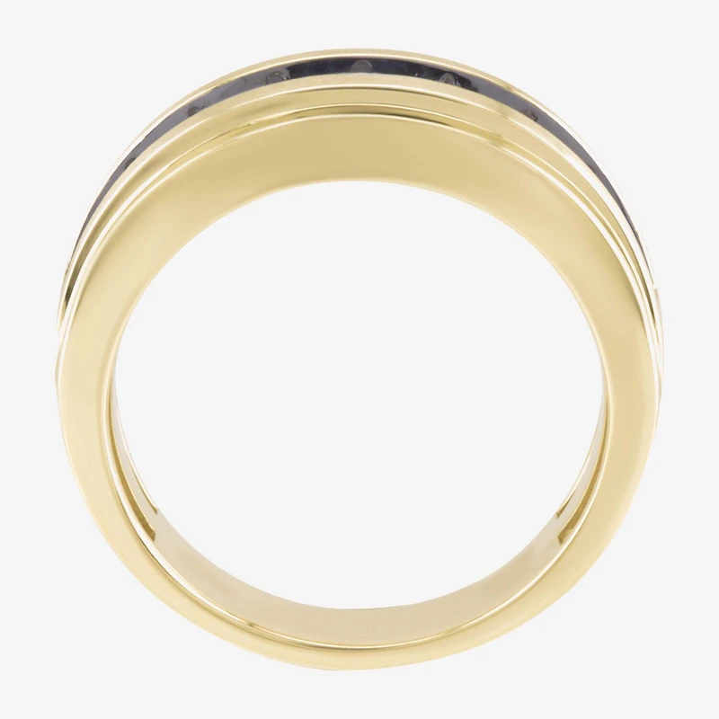 (Black / I2-I3) Mens 9M 1 CT. T.W. Genuine Black Diamond 10K Gold Wedding Band
