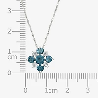 Womens Genuine Blue Topaz Sterling Silver / Inch Pendant Necklace