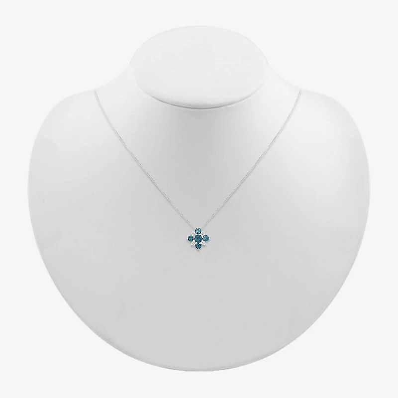 Womens Genuine Blue Topaz Sterling Silver / Inch Pendant Necklace