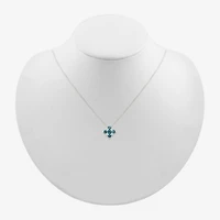 Womens Genuine Blue Topaz Sterling Silver / Inch Pendant Necklace