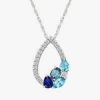 Womens Genuine Blue Topaz Sterling Silver Pear 18 Inch Pendant Necklace