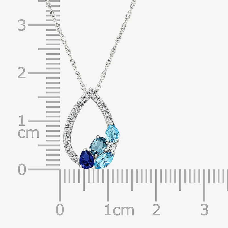 Womens Genuine Blue Topaz Sterling Silver Pear 18 Inch Pendant Necklace