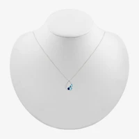 Womens Genuine Blue Topaz Sterling Silver Pear 18 Inch Pendant Necklace