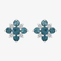 Genuine Blue Topaz Sterling Silver 10mm Stud Earrings