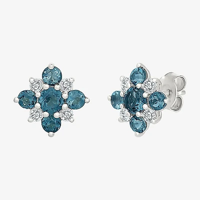 Genuine Blue Topaz Sterling Silver 10mm Stud Earrings