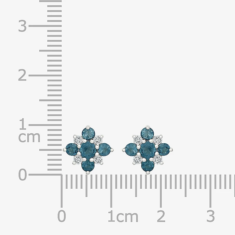 Genuine Blue Topaz Sterling Silver 10mm Stud Earrings
