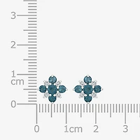 Genuine Blue Topaz Sterling Silver 10mm Stud Earrings