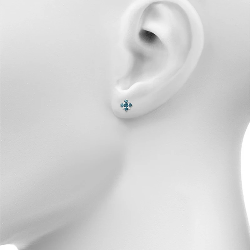 Genuine Blue Topaz Sterling Silver 10mm Stud Earrings
