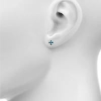Genuine Blue Topaz Sterling Silver 10mm Stud Earrings