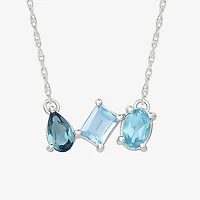 Womens Genuine Blue Topaz Sterling Silver Inch Pendant Necklace