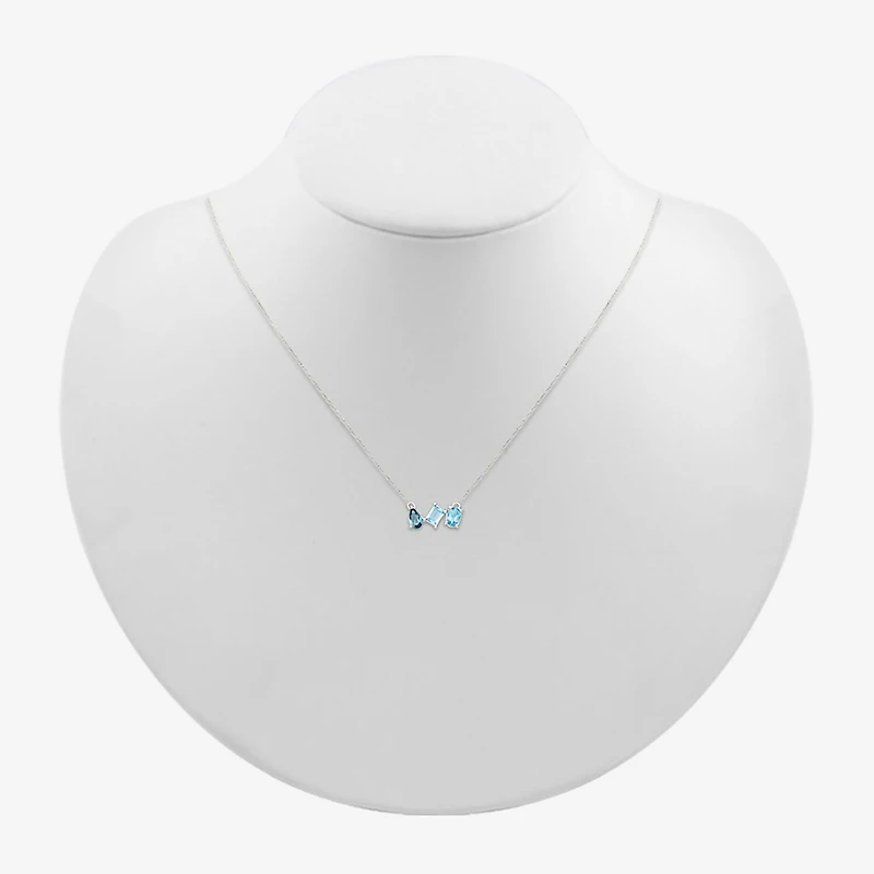 Womens Genuine Blue Topaz Sterling Silver Inch Pendant Necklace