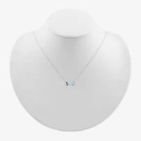 Womens Genuine Blue Topaz Sterling Silver Inch Pendant Necklace