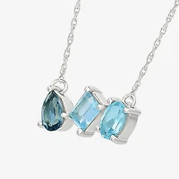 Womens Genuine Blue Topaz Sterling Silver Inch Pendant Necklace
