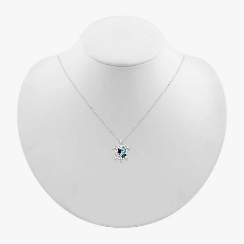 Womens Genuine Blue Topaz Sterling Silver 18 Inch Pendant Necklace