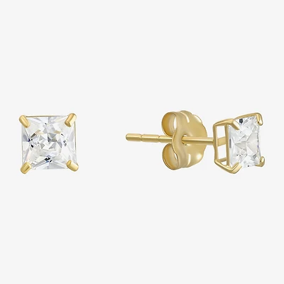 White Cubic Zirconia 14K Gold 12.7mm Stud Earrings