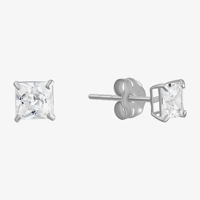 White Cubic Zirconia 14K Gold Stud Earrings