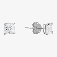 White Cubic Zirconia 14K Gold Stud Earrings