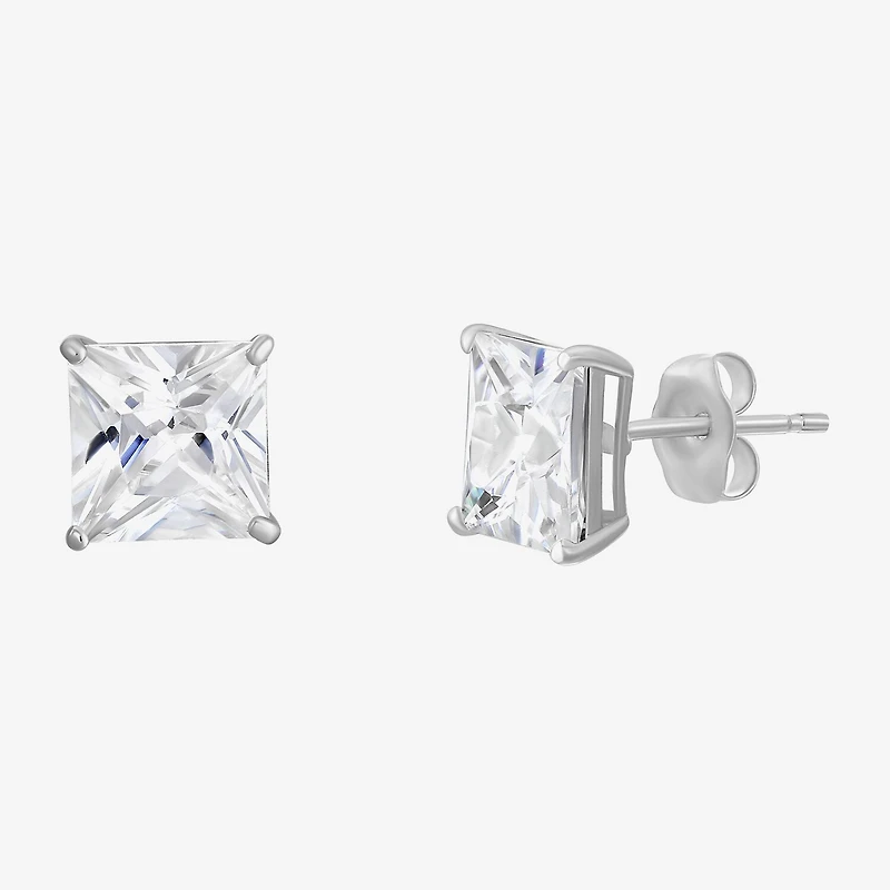White Cubic Zirconia 14K Gold Stud Earrings