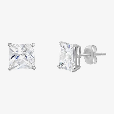White Cubic Zirconia 14K Gold Stud Earrings