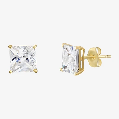 White Cubic Zirconia 14K Gold Stud Earrings