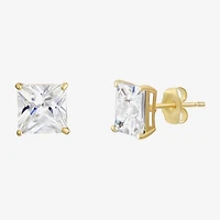 White Cubic Zirconia 14K Gold Stud Earrings