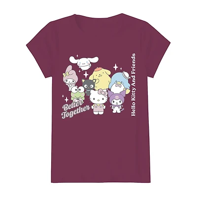Little & Big Kid Girls Round Neck Short Sleeve Regular Fit Hello Kitty Graphic T-Shirt