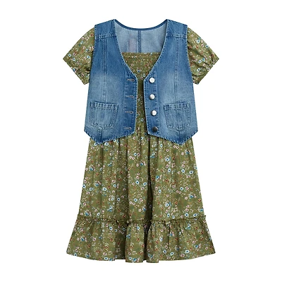 Byer California Girls Puffed Floral 2-pc. Dress Set