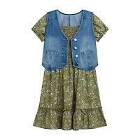 Byer California Girls Puffed Floral 2-pc. Dress Set
