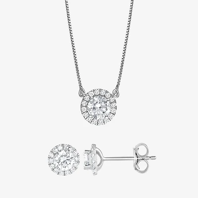 (G/Si1-Si2) Womens 1 CT. T.W. Lab Grown White Diamond Sterling Silver Cushion 2-pc. Jewelry Set