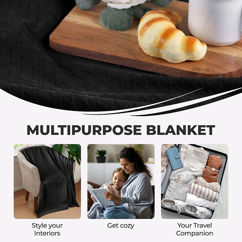 SUPERIOR® Diamond Weave Breathable Cotton All-Season Throw