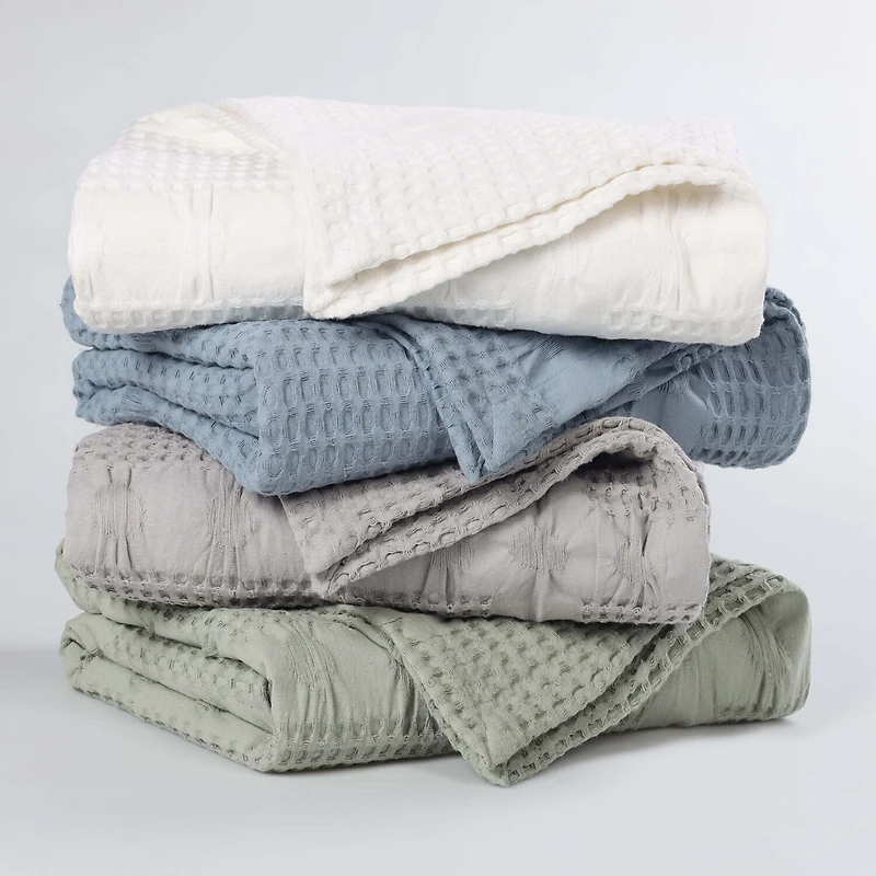 SUPERIOR® Mai Waffle Weave Honeycomb Textured Cotton Multi-Use Throw