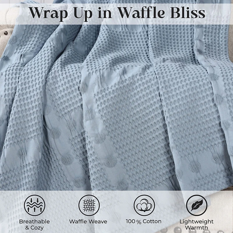 SUPERIOR® Mai Waffle Weave Honeycomb Textured Cotton Multi-Use Throw