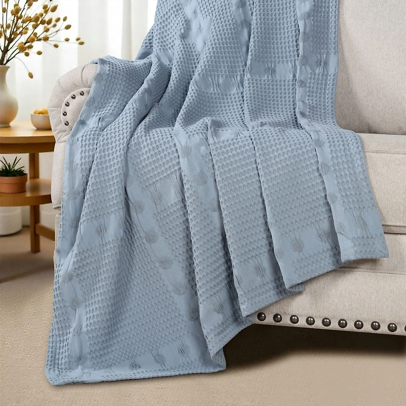 SUPERIOR® Mai Waffle Weave Honeycomb Textured Cotton Multi-Use Throw