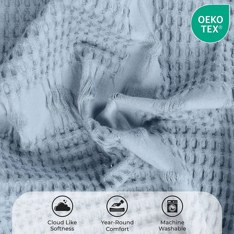 SUPERIOR® Mai Waffle Weave Honeycomb Textured Cotton Multi-Use Throw