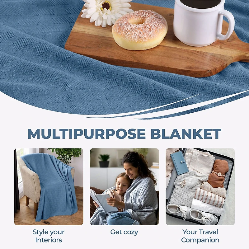 SUPERIOR® Basketweave Breathable Cotton Multi-Use Throw