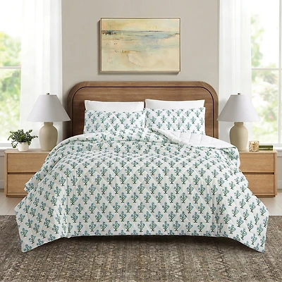 Laurel & Mayfair Paradise Stamp Floral 3-pc. Quilt Set