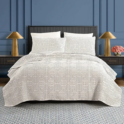 Dee Ocleppo Greek Key Cotton 3-pc. Quilt Set