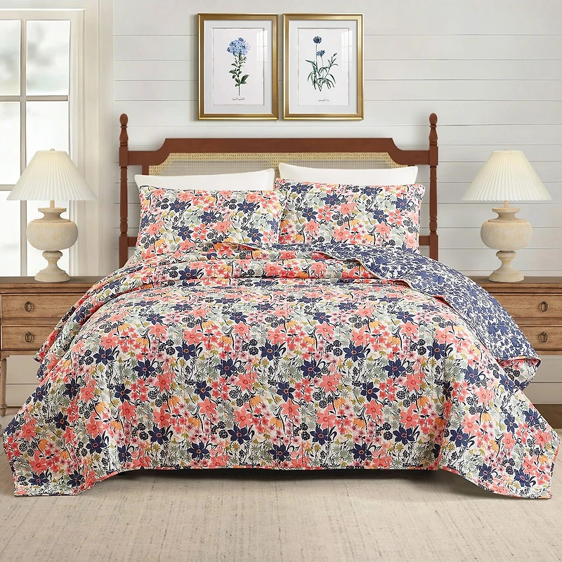 spartina 449 Marsh Hens Cotton 3-pc. Reversible Quilt Set