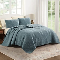 spartina 449 Mystic Floral Solid Voile 3-pc. Quilt Set