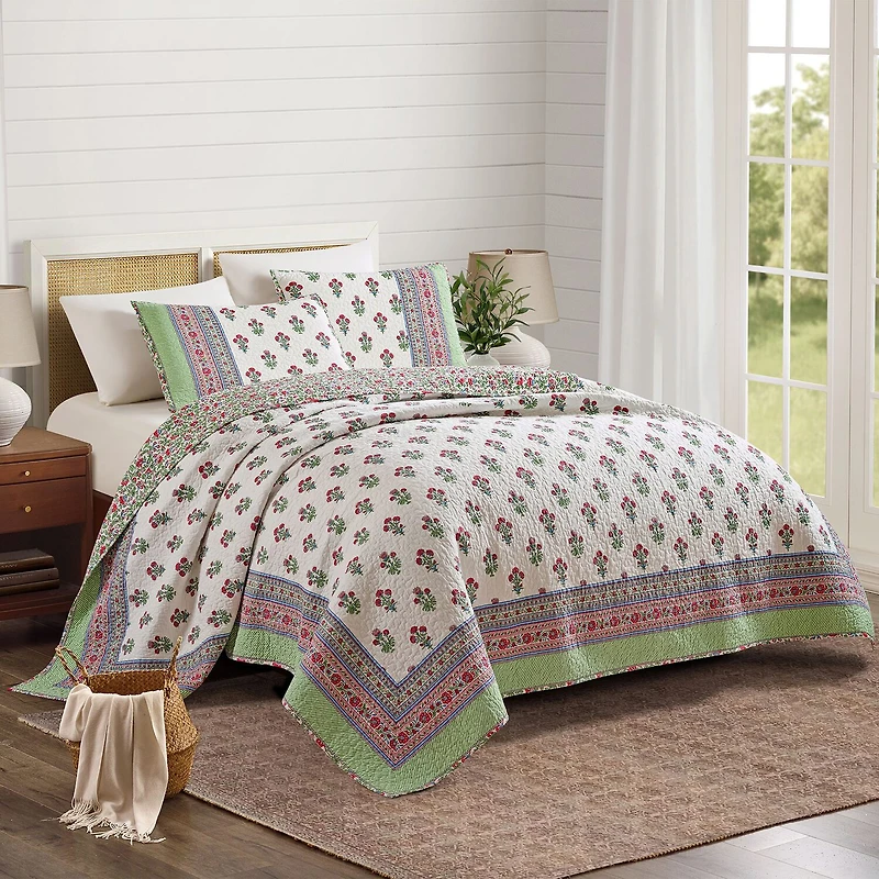 Modern Heirloom Serena Floral Cotton Reversible Quilt Set