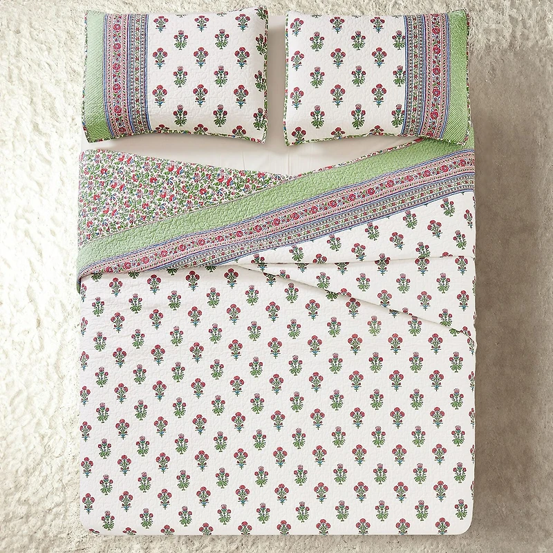 Modern Heirloom Serena Floral Cotton Reversible Quilt Set