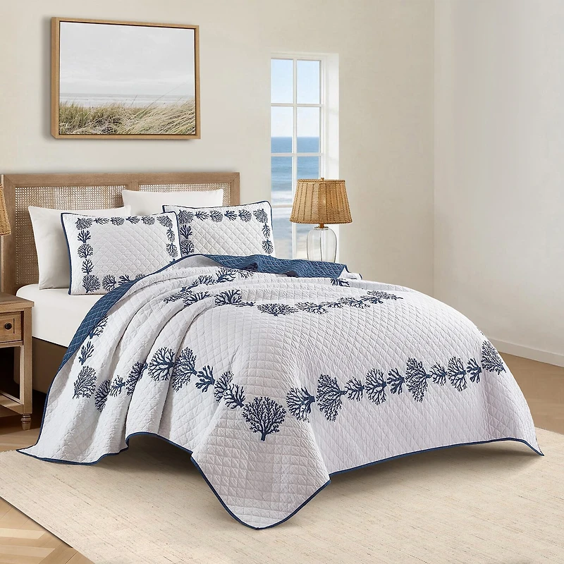 Modern Heirloom Tranquil Reef Cotton Reversible Quilt Set