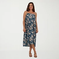 24seven Comfort Apparel Womens Square Neck Sleeveless Floral A-Line Dress