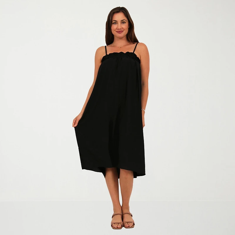 24seven Comfort Apparel Womens Square Neck Sleeveless A-Line Dress